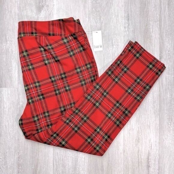 Bar III Pants - Bar lll Red Plaid Pull On Legging Pants 3X